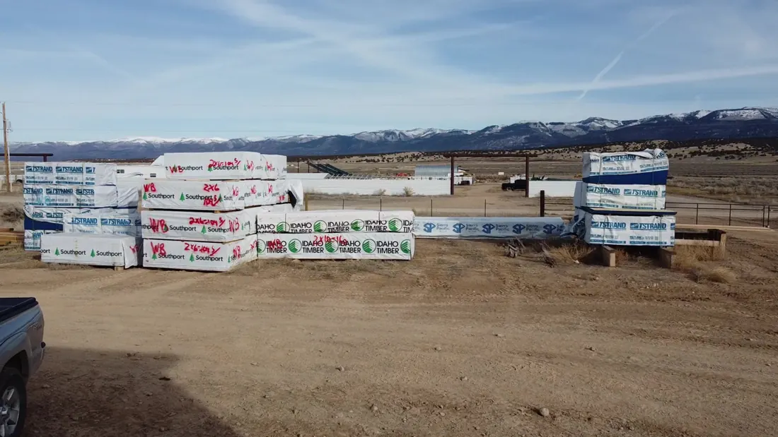 Premium lumber materials with Utah mountains